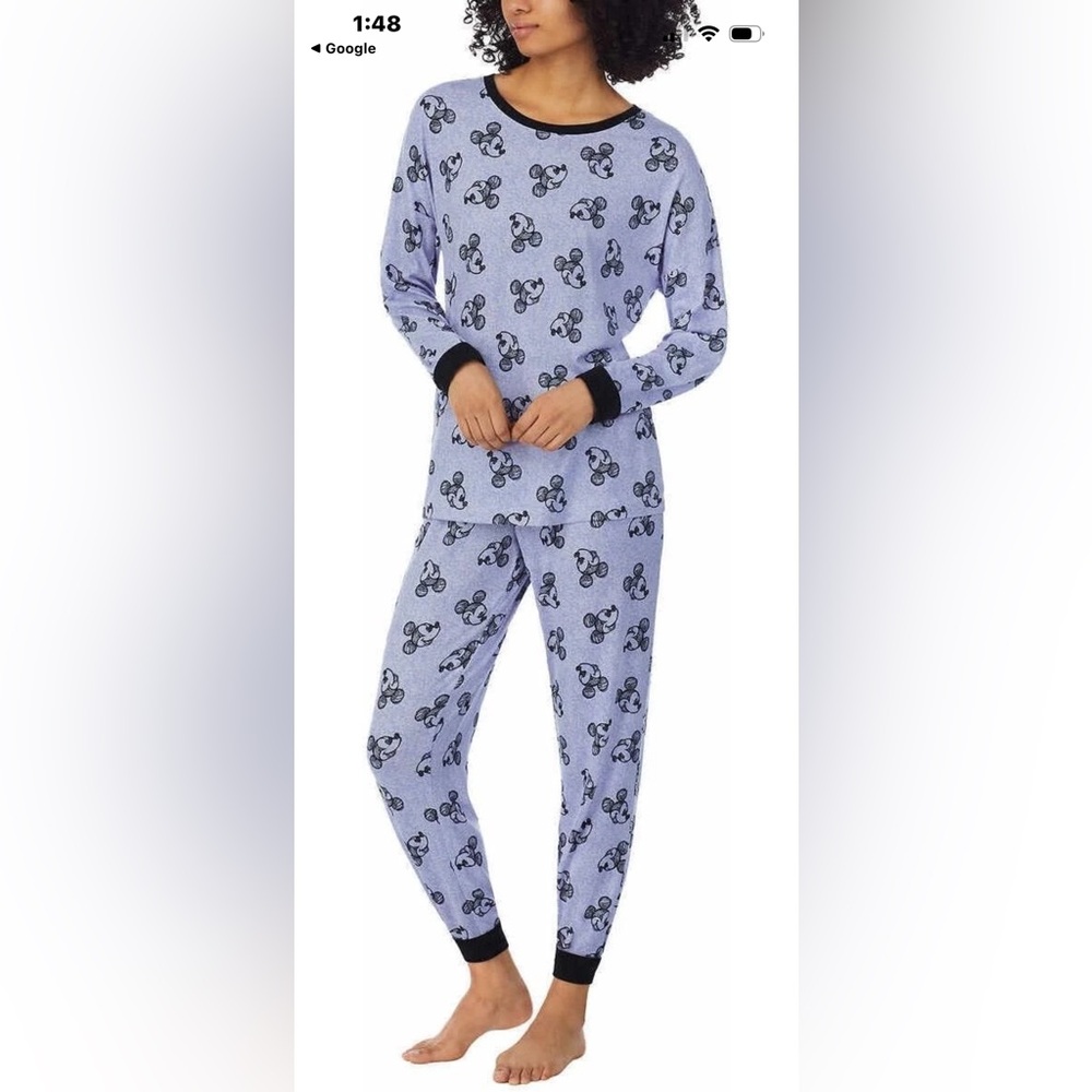 Disney Mickey Mouse Blue 2 Piece Long Sleeve Pajama Set Size Large